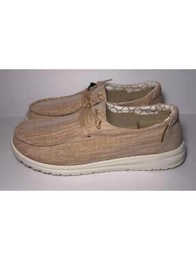 HEY DUDE Wendy Sparkling Rose Gold Shoes Slip Ins Canvas